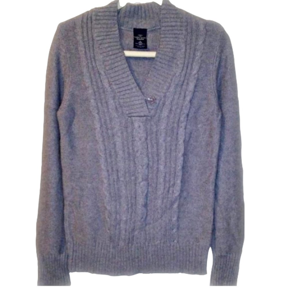 Faded Glory Gray Cable Front Pullover Size M